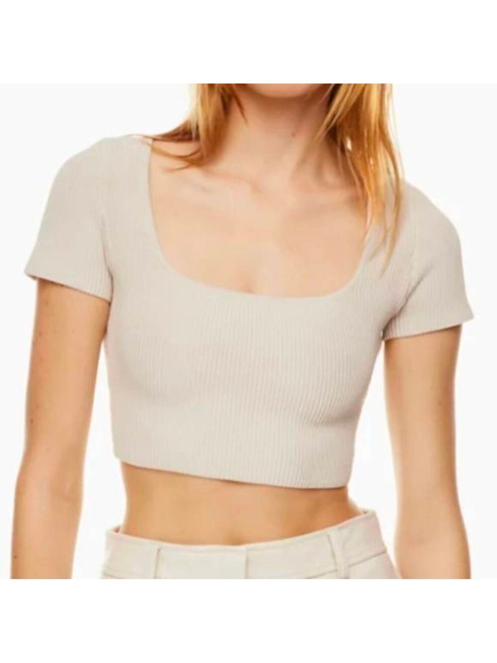 Aritzia Babaton Sculpt Knit Squareneck Crop Top Size S